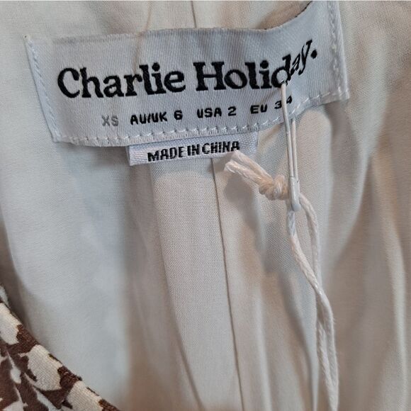 CHARLIE HOLIDAY LOLA HOUNDSTOOTH FLARE PANTS LINED SIZE XS/2 - Picture 6 of 12